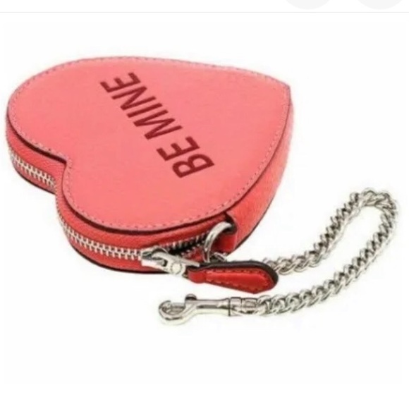 NWT-Coach-Leather ❤️ Heart 💖 Coin Purse-Be Mine/XOXO-Red & Pink-Bag Charm - Picture 12 of 14